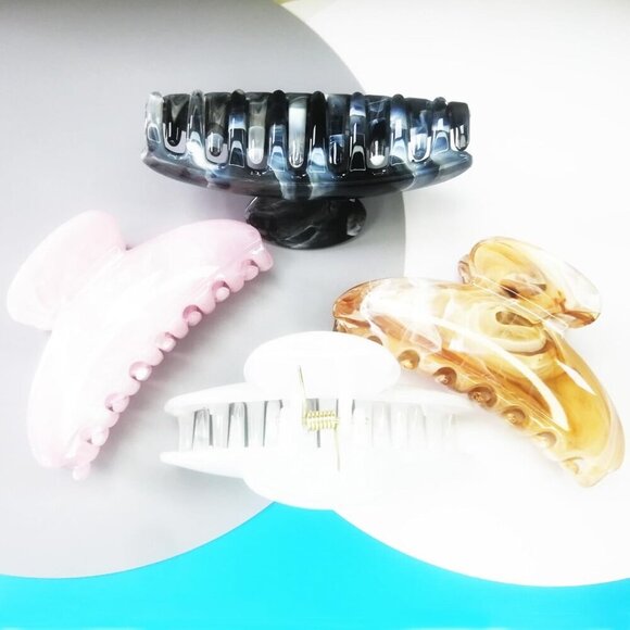 Hair Claw Clips Acrylic Tortoise Shell Medium 4 Pack for Fine to Thick Hair